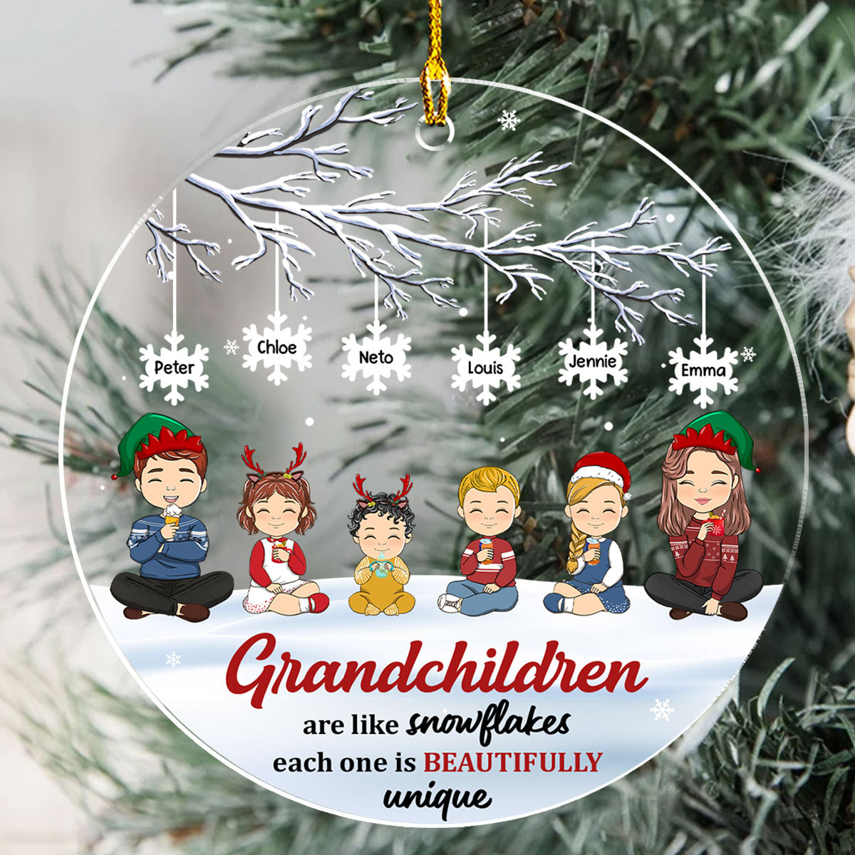 Custom Keepsake Christmas Ornament •  Each Snowflake Is Beautifully Unique - Personalized Acrylic Ornament