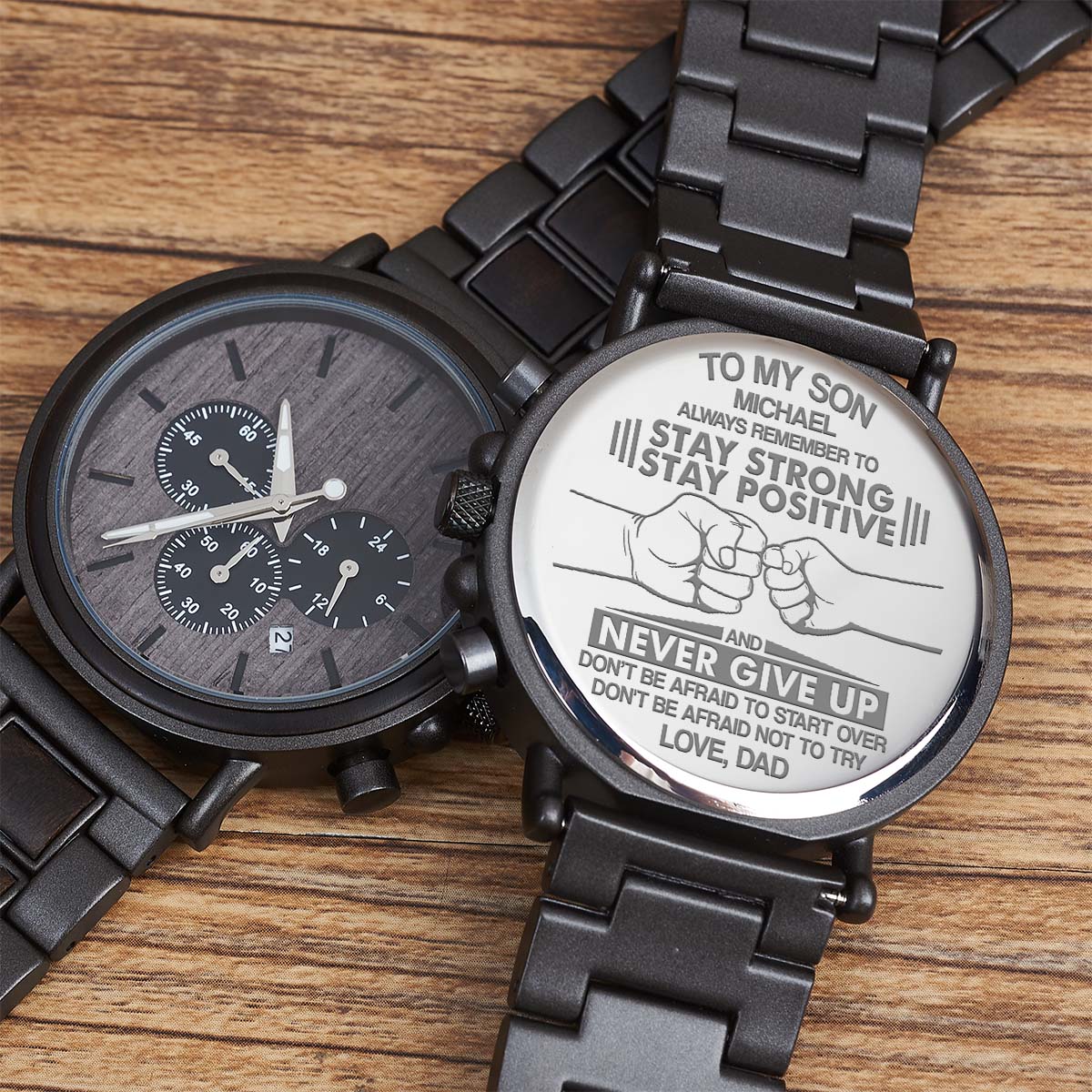 Stay Strong Stay Positive - Personalized Engraved Wooden Watches GQ026