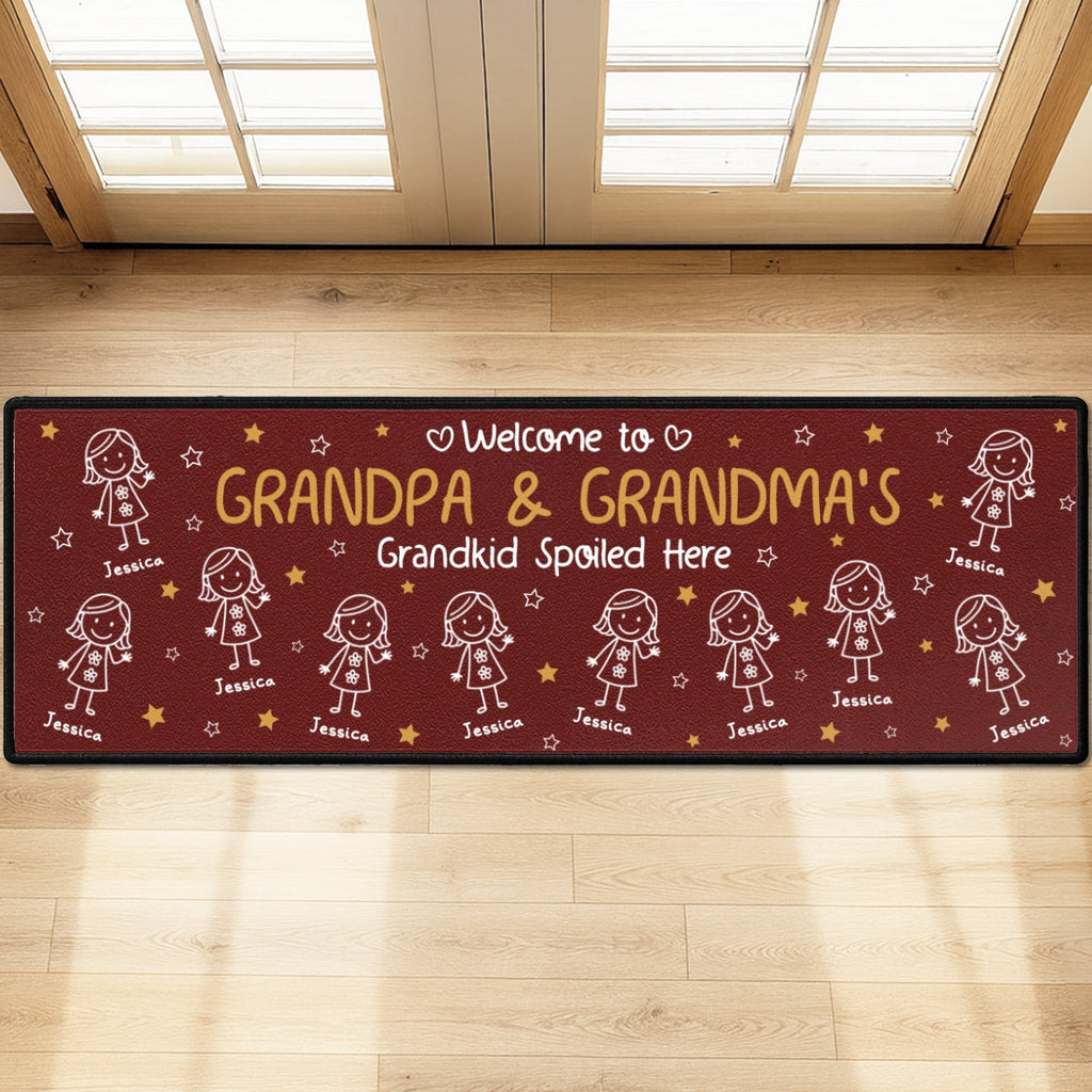Custom Family Name Rug, Housewarming Birthday Gift For Grandma Grandparents • Grandkids Make Life Grand - Personalized Runner Rug