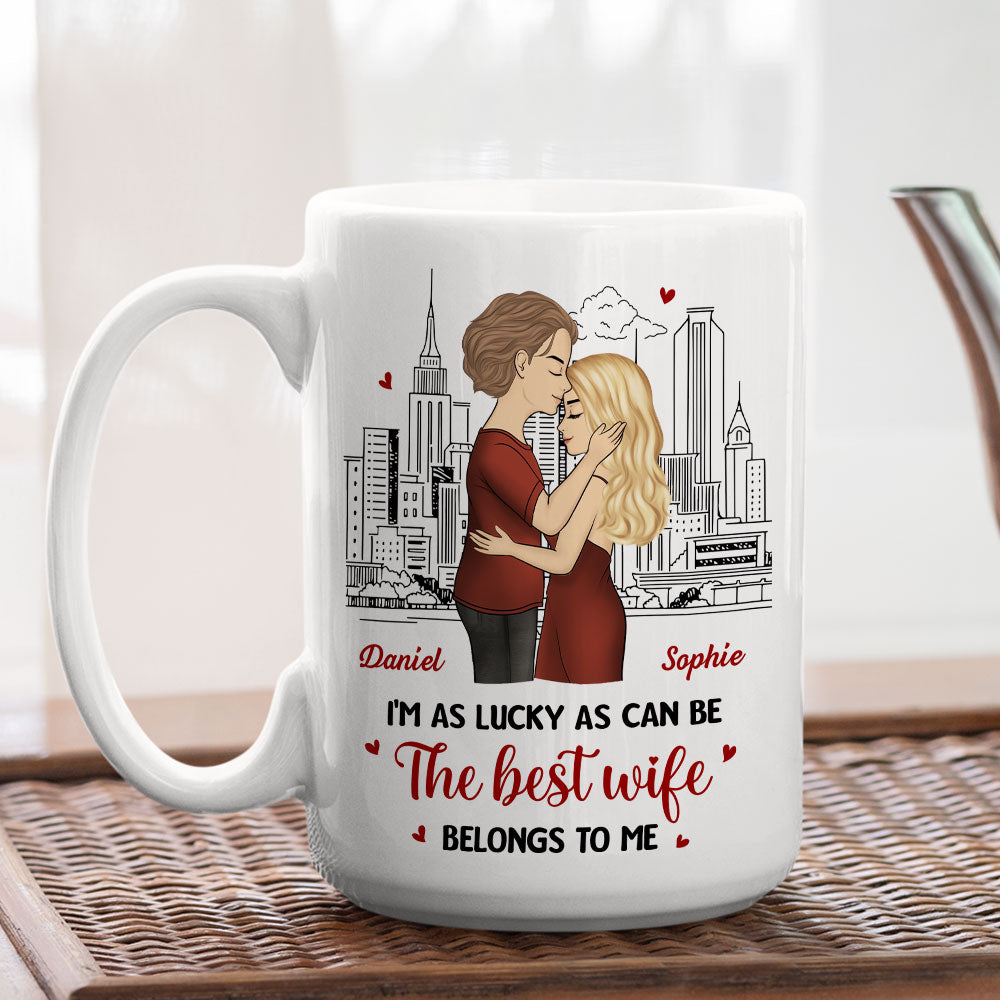 Custom Anniversary Keepsake Gifts For Couple • As Lucky As Can Be - Personalized Coffee Mug