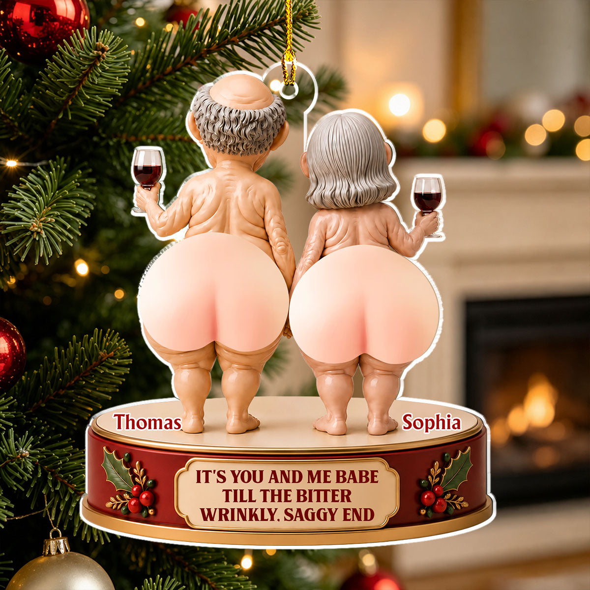 Custom Couple Christmas Ornament, Anniversary Gift •  You And Me - Personalized Dual Squishy Acrylic Ornament