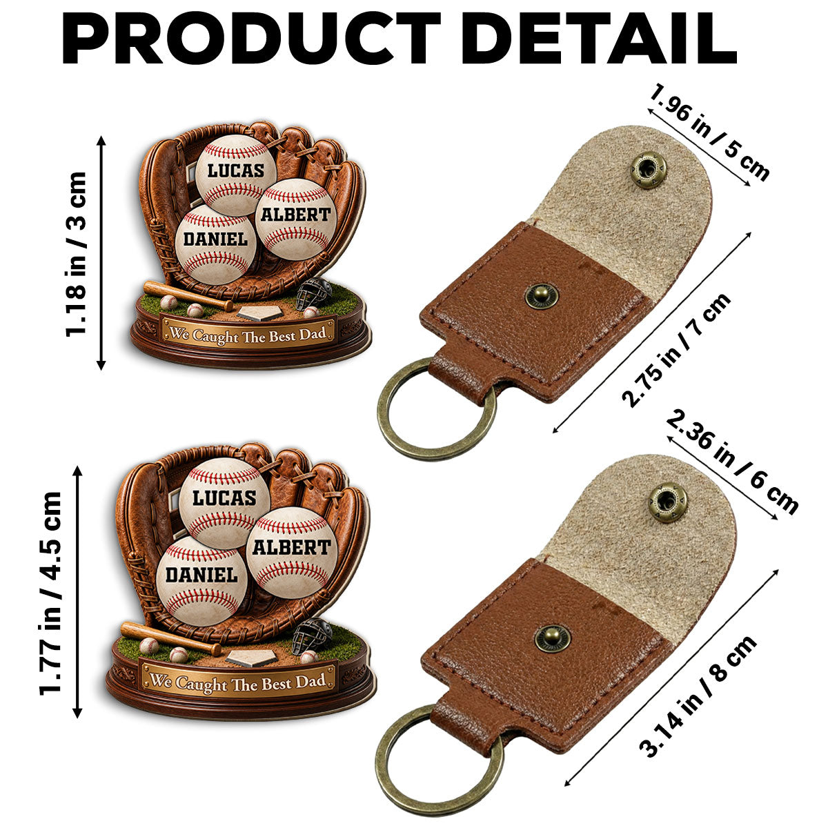 Custom Dad Coin Keychain, Father's Day Birthday Keepsake • We Caught The Best Dad - Personalized Wooden Pocket Hug