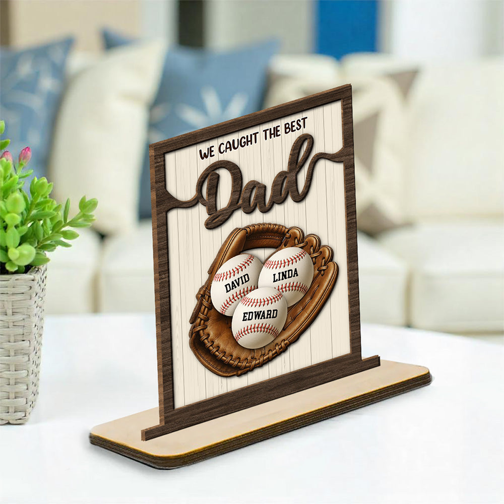 Custom Father's Day Decor, Gift for Dad & Grandpa • Our Best Daddy - Personalized 2-Layer Wood Plaque With Flat Base