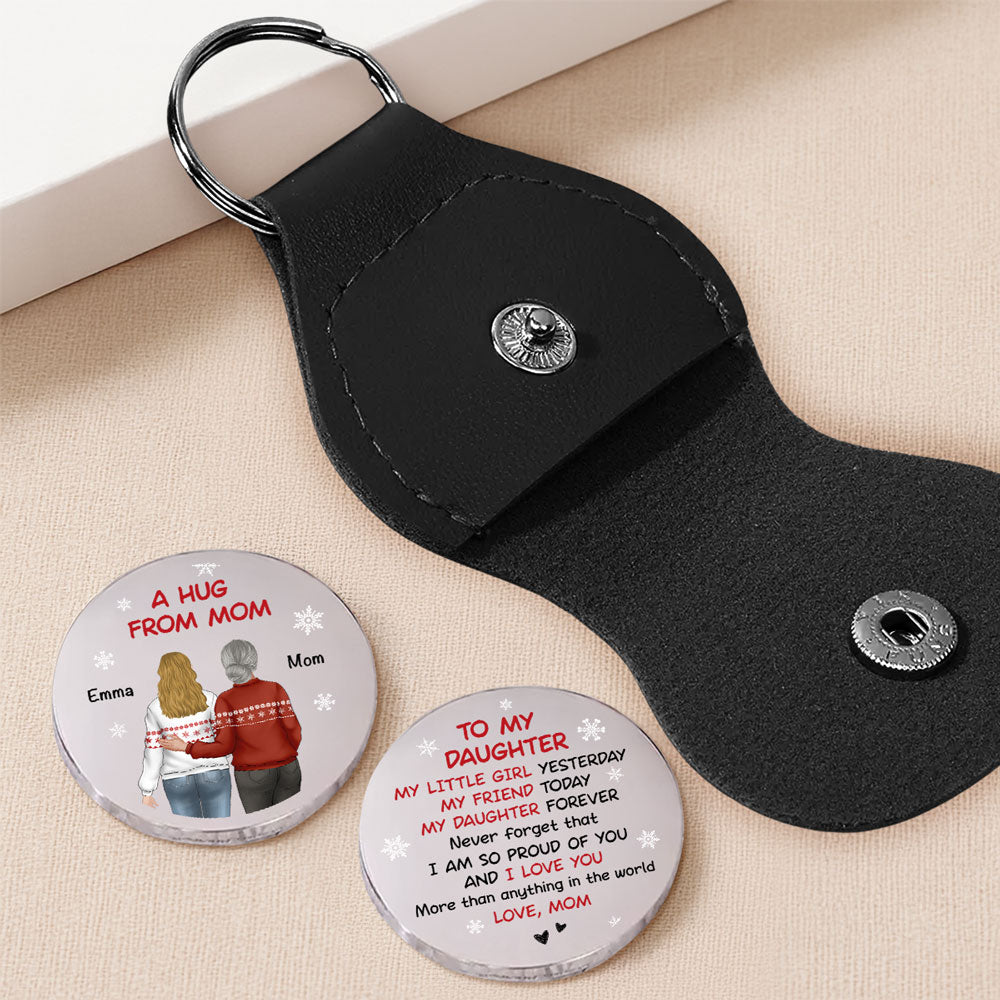 Custom Coin Keychain for Son, Father's Day Birthday Gifts • A Hug From Mom Christmas - Personalized Pocket Hug