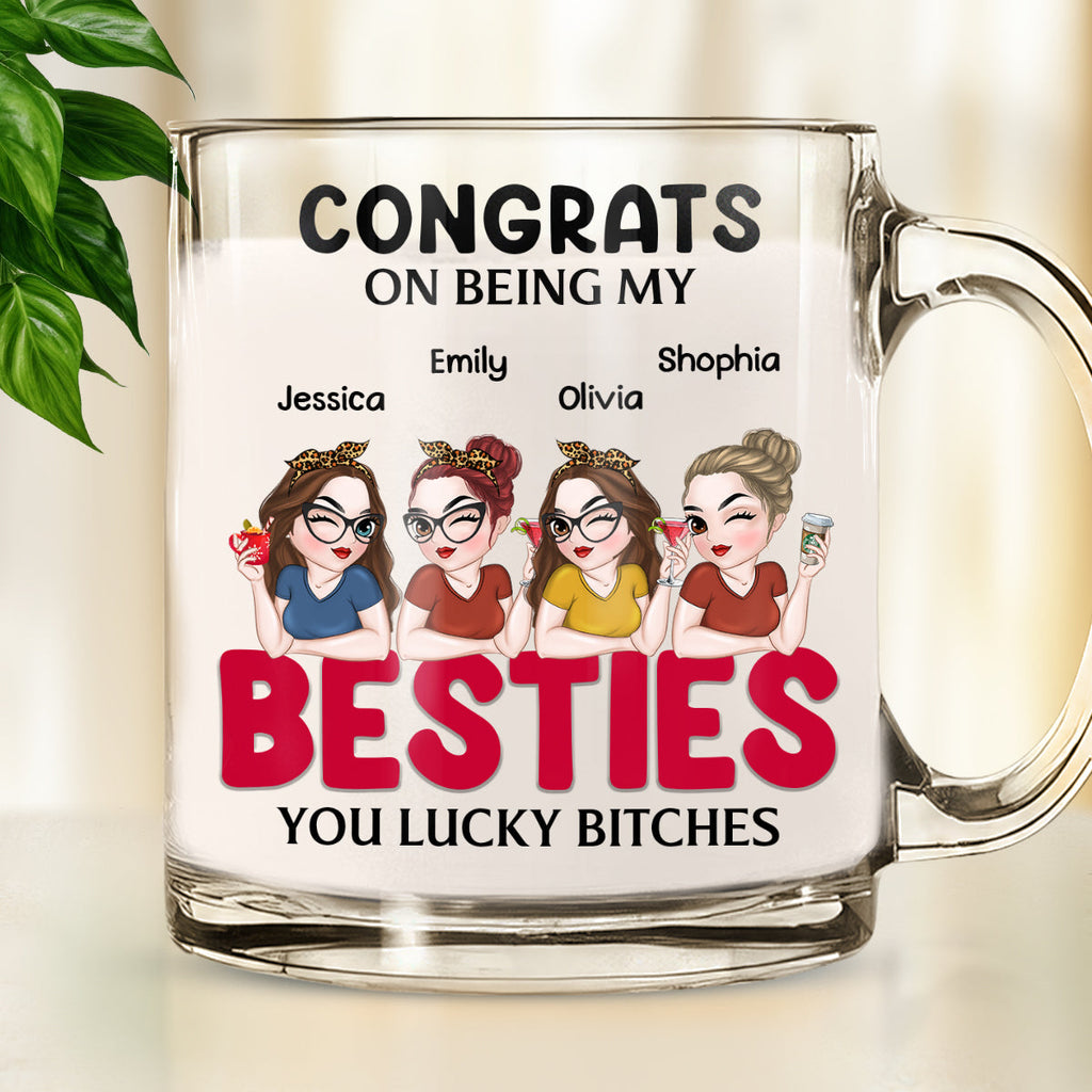Custom Best Friend, Christmas & Birthday Friendship Keepsake Gift • Congrats On Being My Bestie - Personalized Glass Mug
