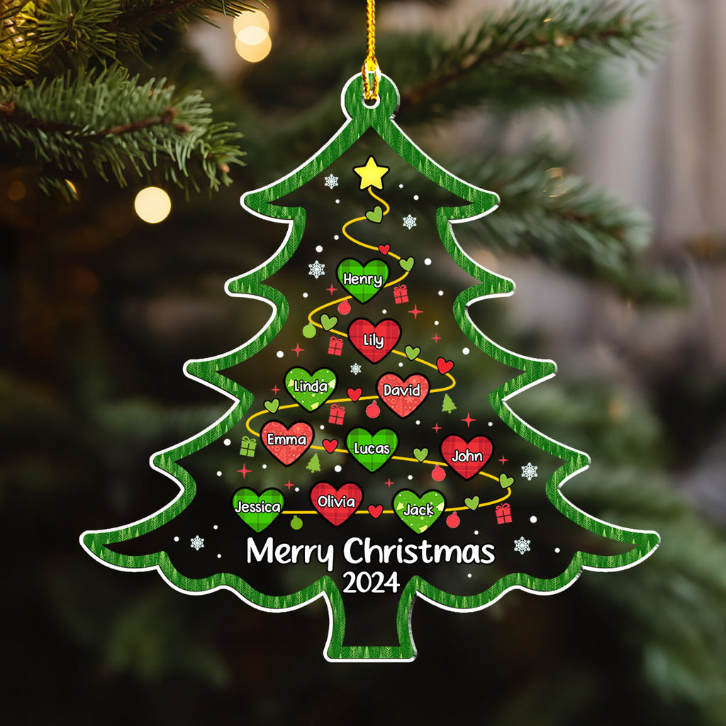Custom Family Ornament, Christmas Gift for Family Members •  Merry Christmas 2024 - Personalized Acrylic Ornament