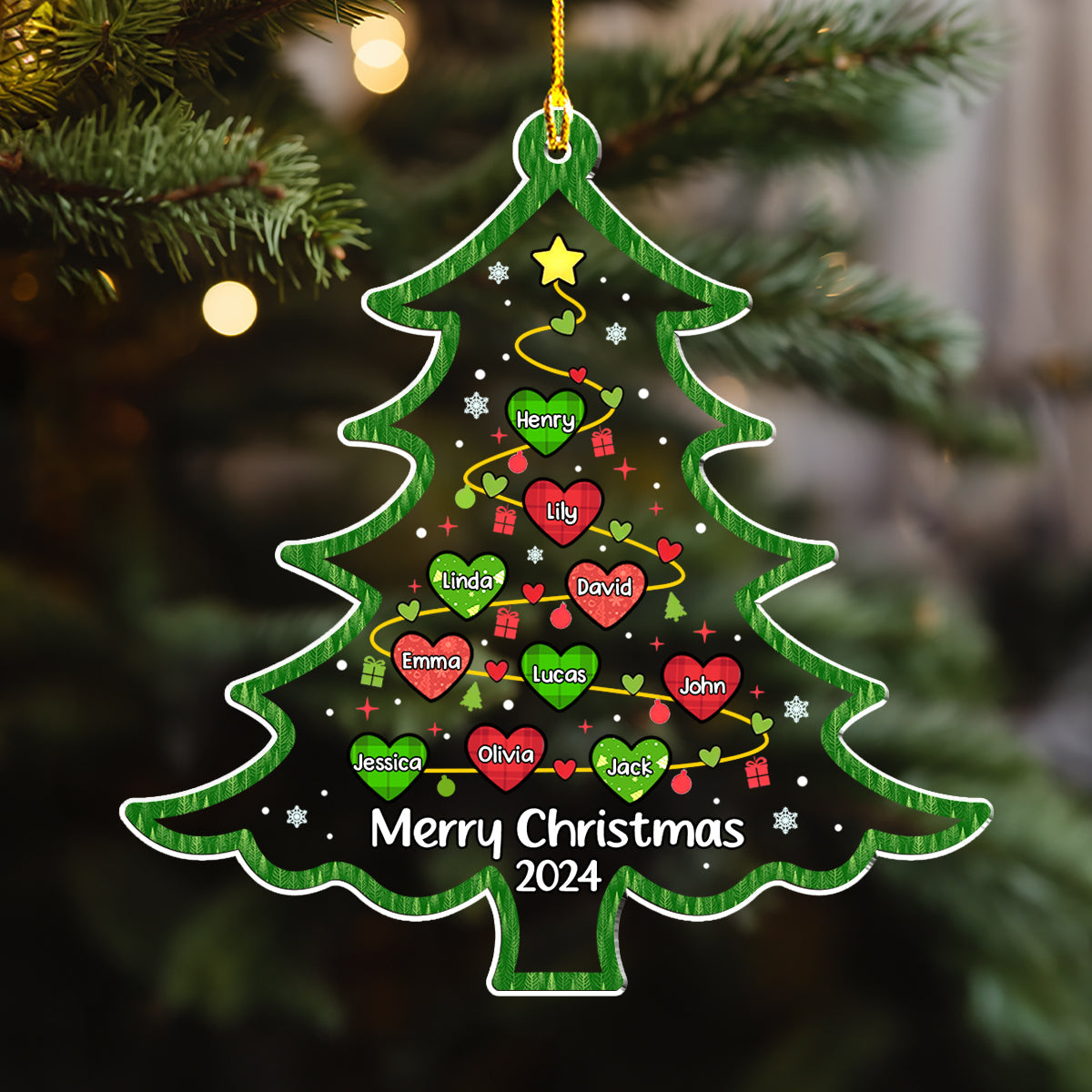 Custom Family Ornament, Christmas Gift for Family Members •  Merry Christmas 2024 - Personalized Acrylic Ornament