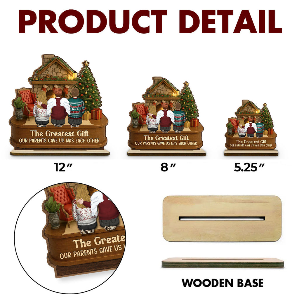 Custom Family Decor, Christmas Birthday Family Keepsake • The Greatest Gift - Personalized 2-Layer Wood Plaque With Flat Base