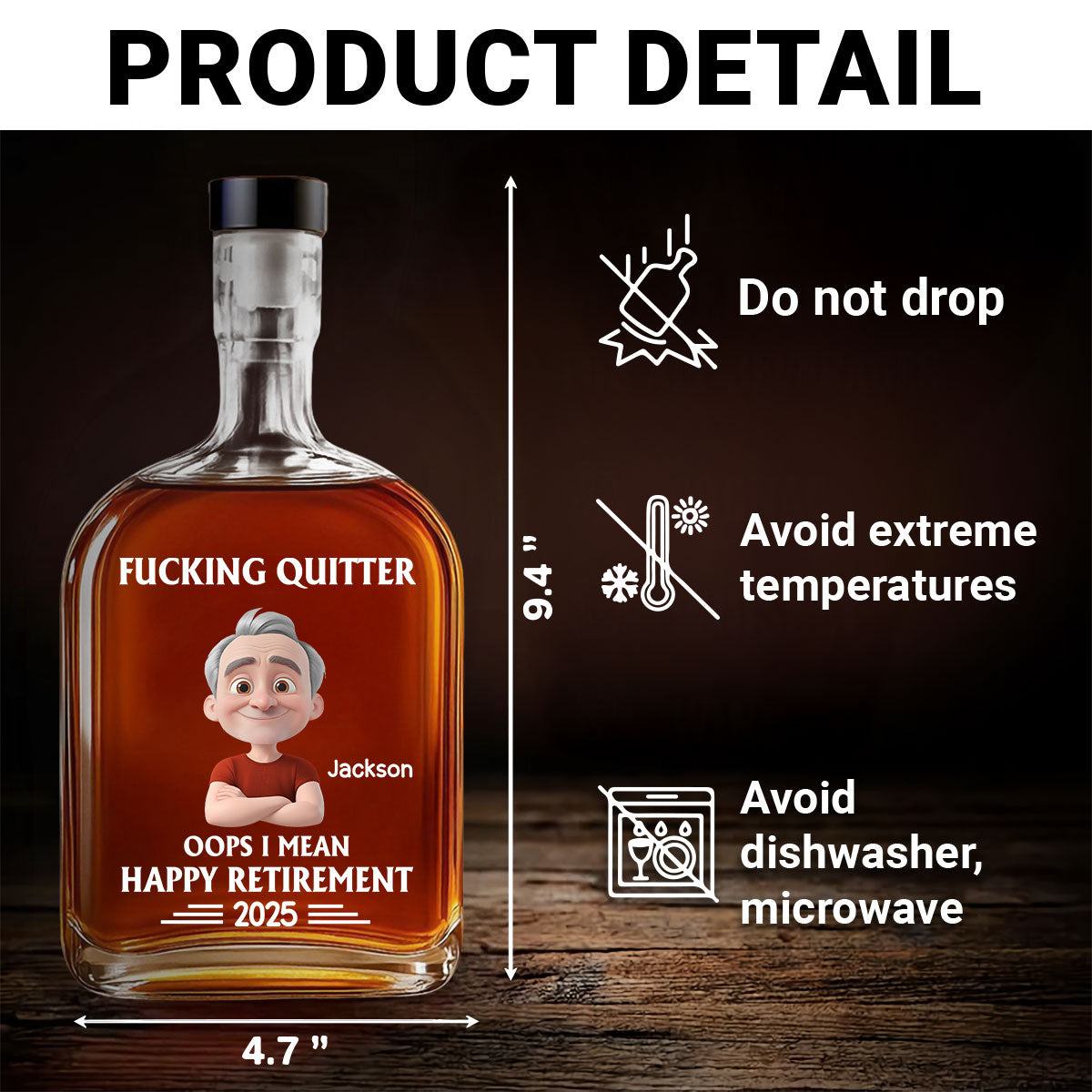 Happy Retirement - Personalized Spirits Decanter