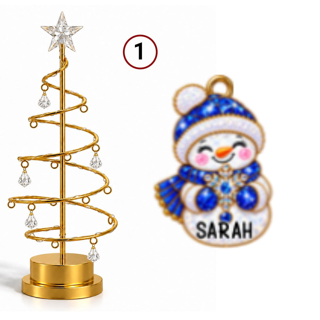 Custom Family Christmas Tree Light, Family Christmas Decor • Snowman Family Tree - Personalized LED Tree Lights