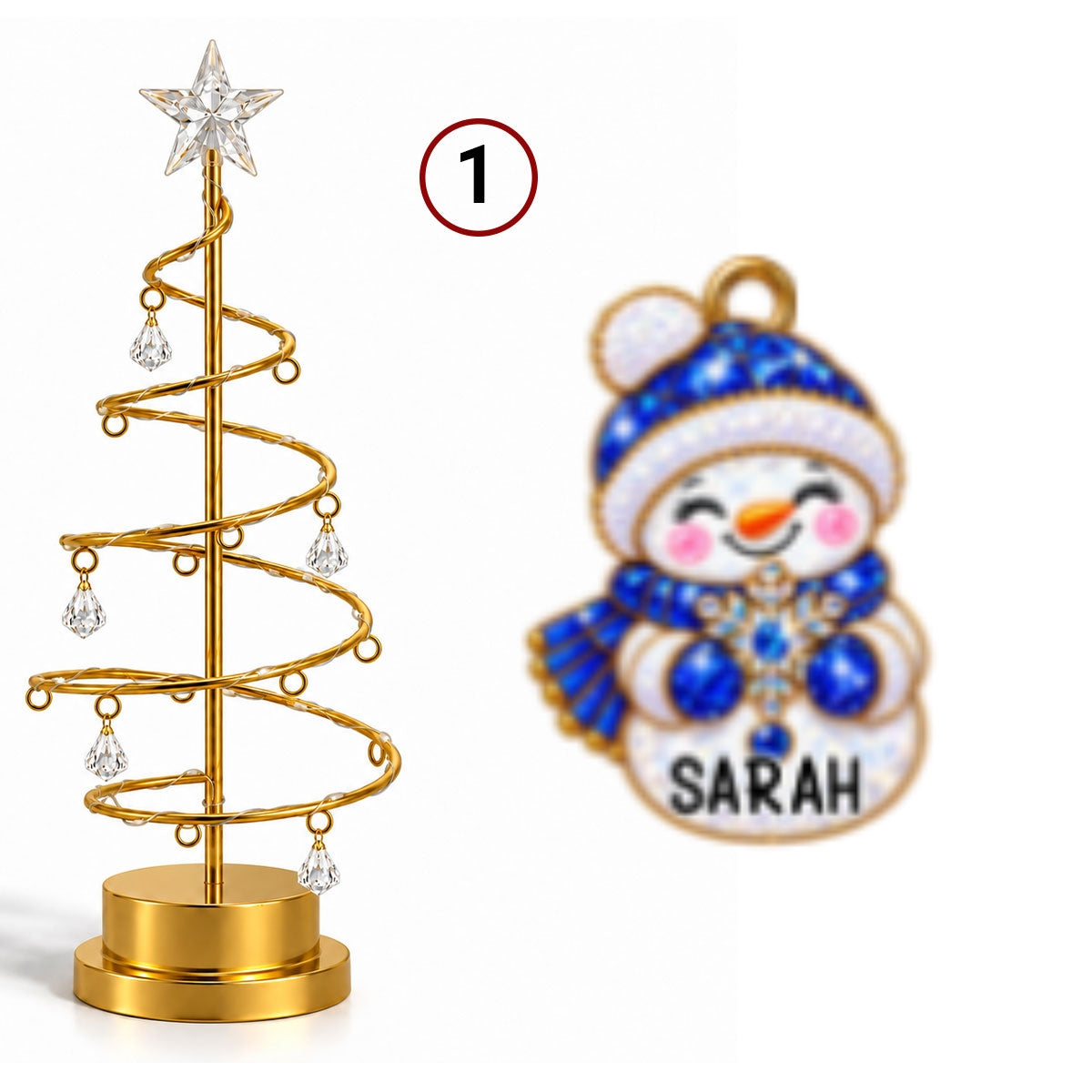 Custom Family Christmas Tree Light, Family Christmas Decor • Snowman Family Tree - Personalized LED Tree Lights