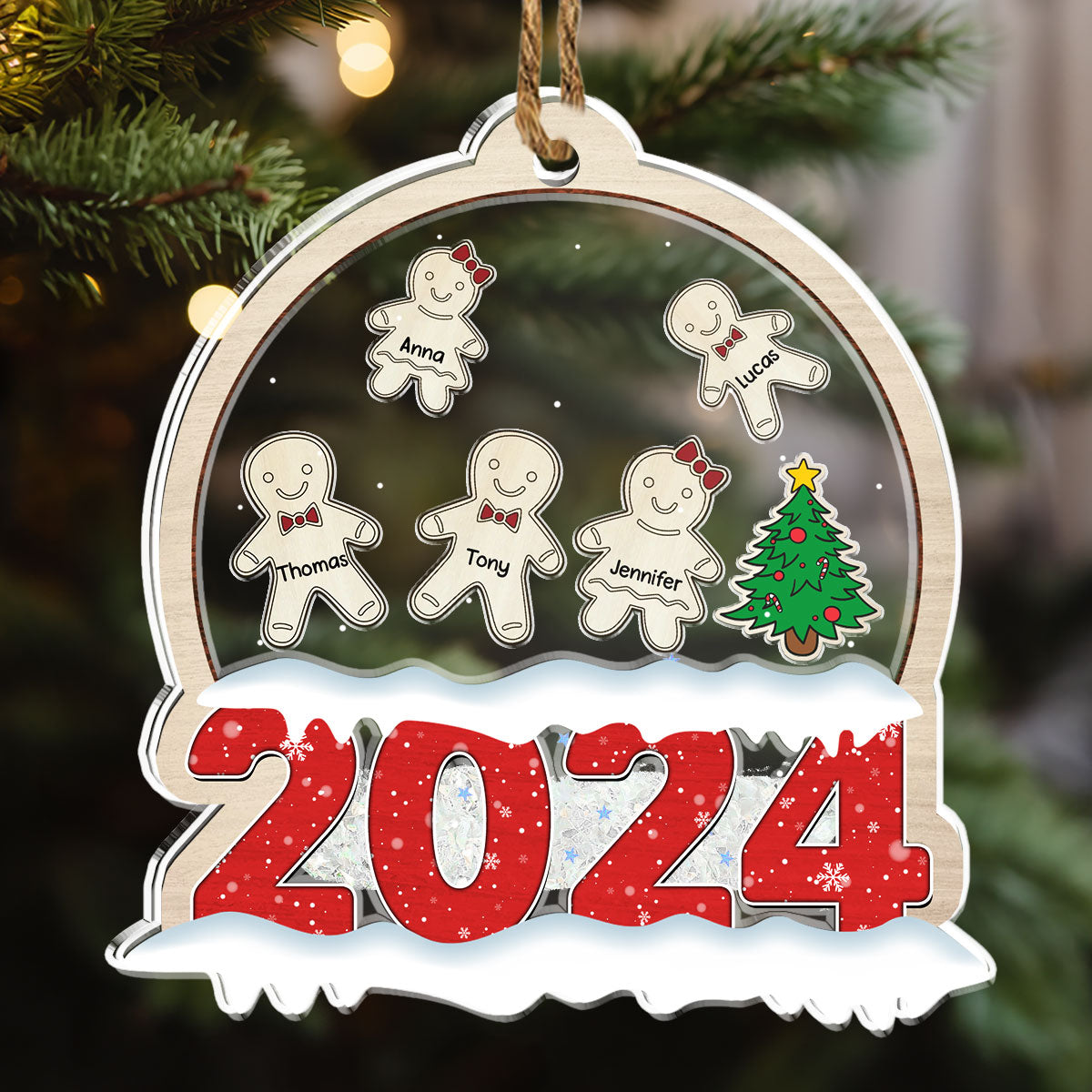 Custom Family Ornament, Christmas Gift for Family Members •  Family Love Grows Warmer At Christmas - Personalized Acrylic Shaker Ornament