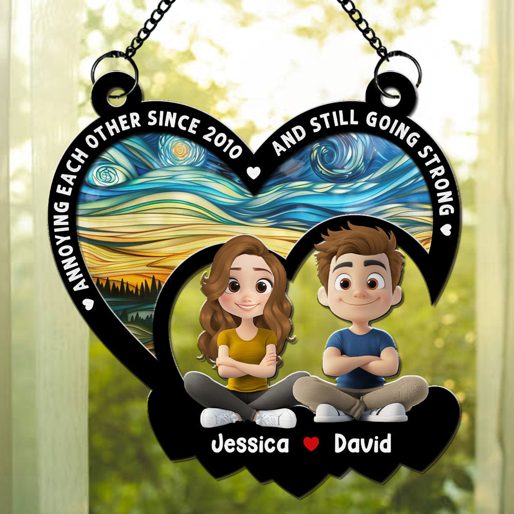 Custom Hanging Decor, Birthday Housewarming Gift • Forever With You - Personalized Suncatcher