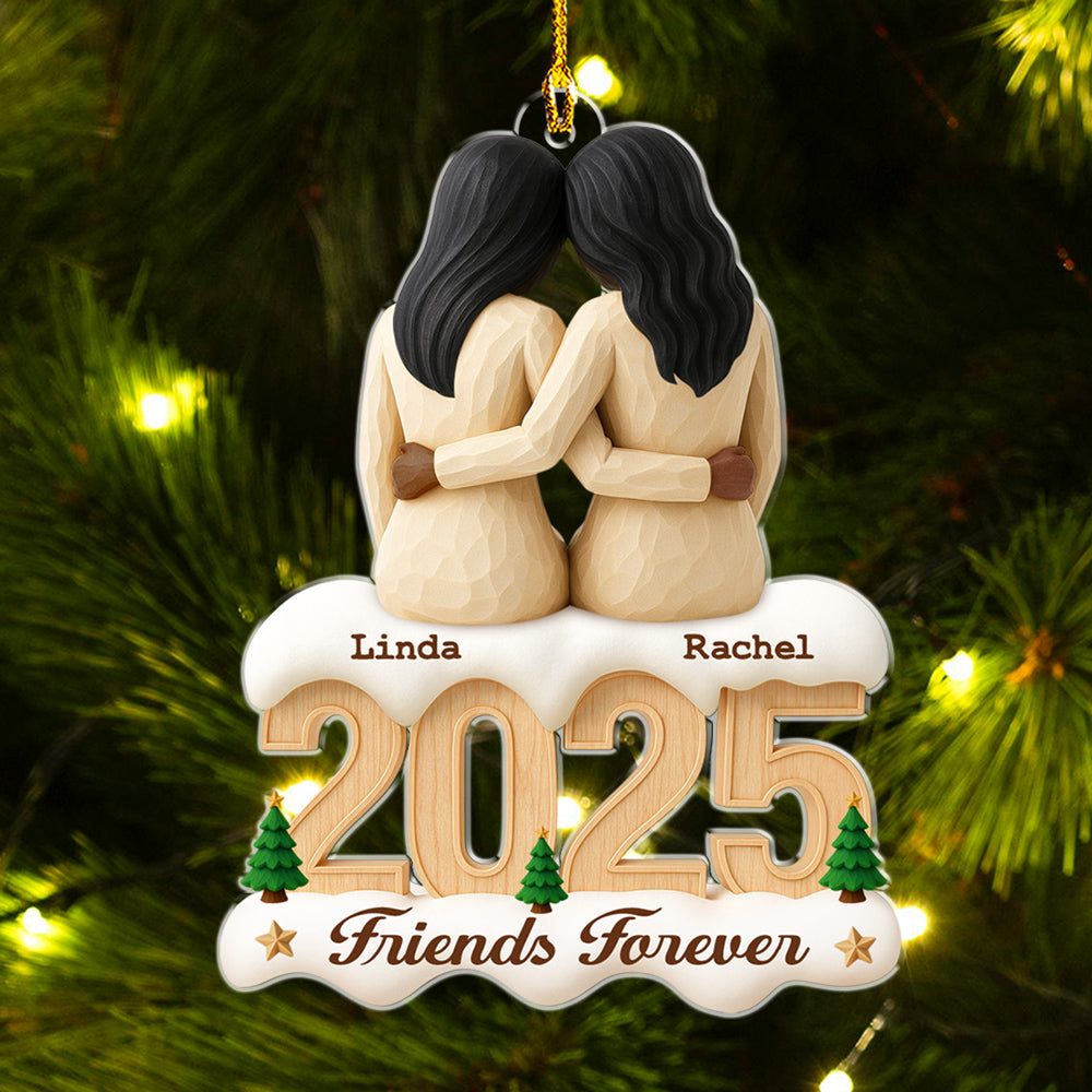 Custom Sister Christmas Ornament •  Sisters Forever 2025 - Personalized Acrylic Ornament