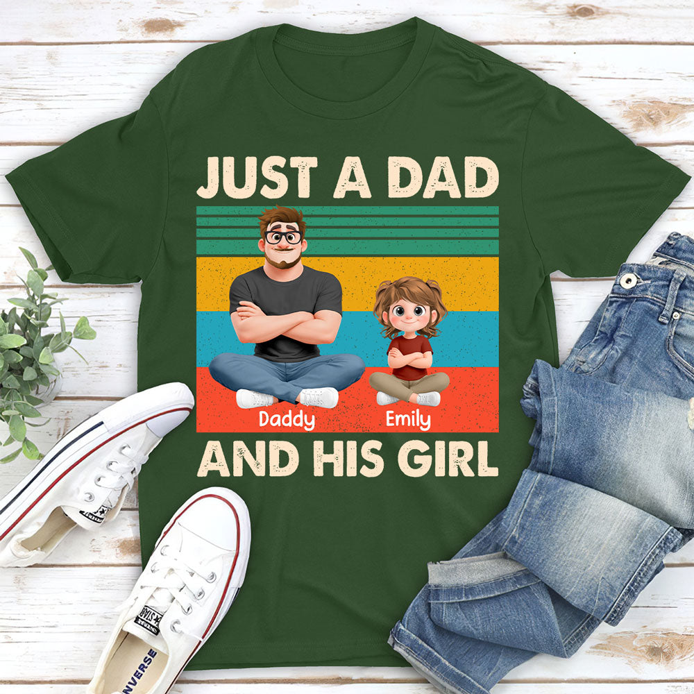 Custom Father's Day, Special Gift for Dad & Grandpa • Just A Dad And His Kid Cartoon - Personalized Shirt