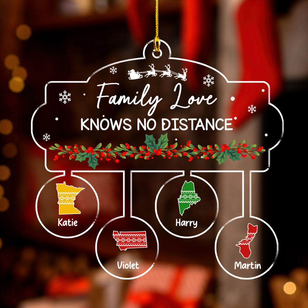 Custom Family Ornament, Christmas Gift for Family Members •  State Connection - Personalized Acrylic Ornament