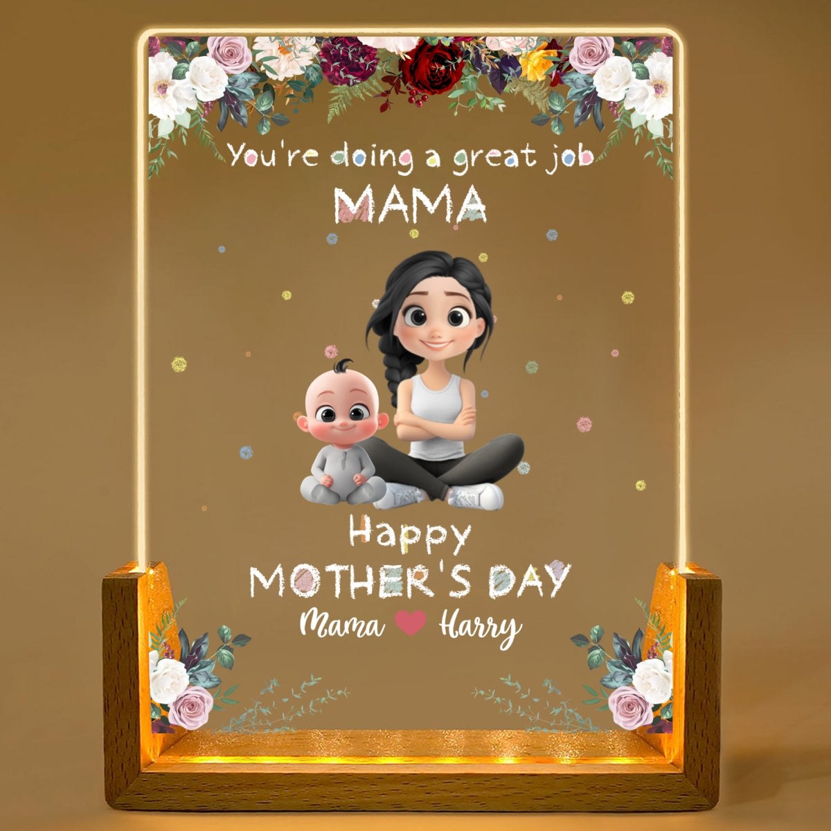 Custom Gift for Mom Grandma, Mother's Day Birthday • Great Mommy - Personalized Night Light