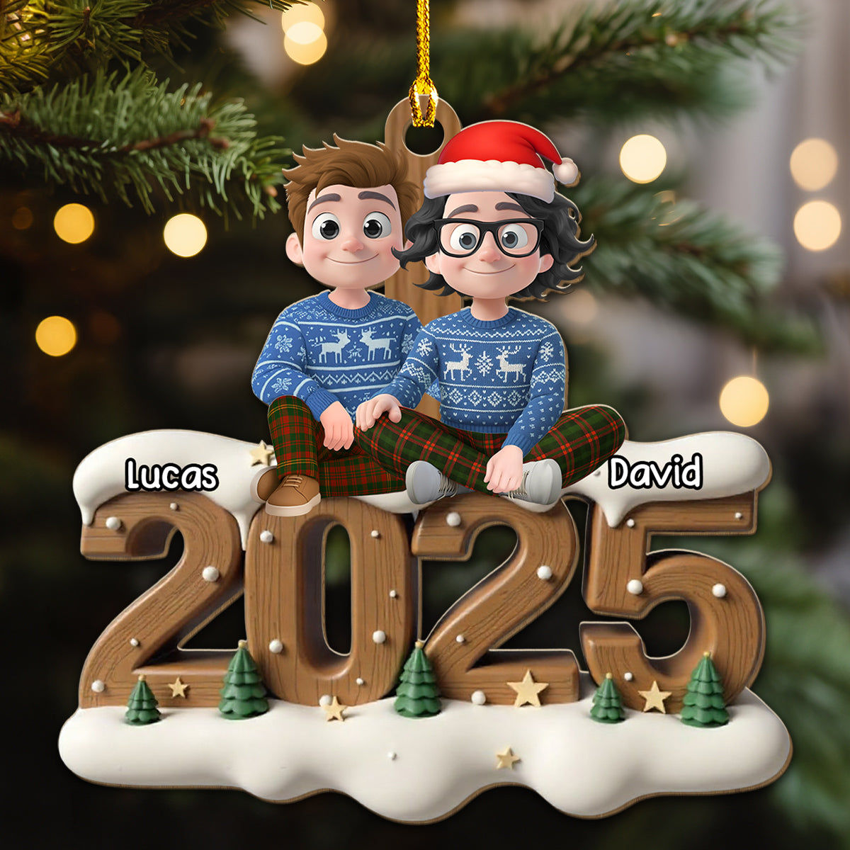 Custom Couple Christmas Ornament, Anniversary Gift •  You And Me Now Onwards - Personalized 3D Effect Wood Ornament