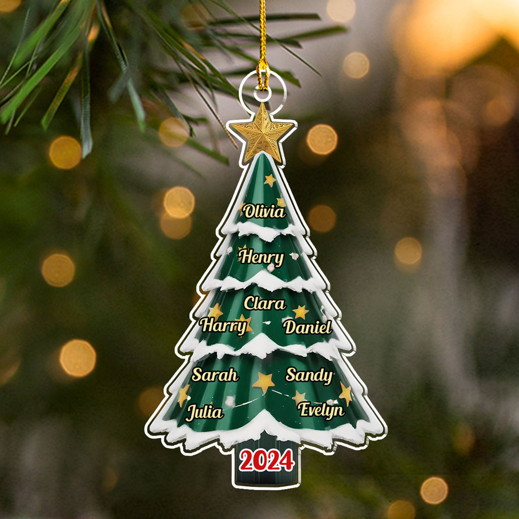 Custom Family Ornament, Christmas Gift for Family Members •  Family Pine Tree - Personalized Acrylic Ornament