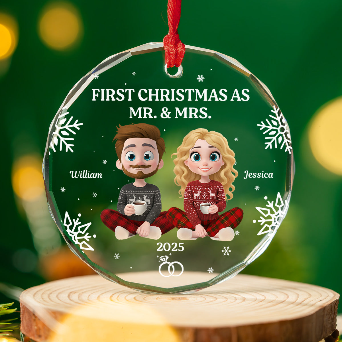 Custom Keepsake Christmas Ornament •  The Year Our Story Began - Personalized Glass Ornament