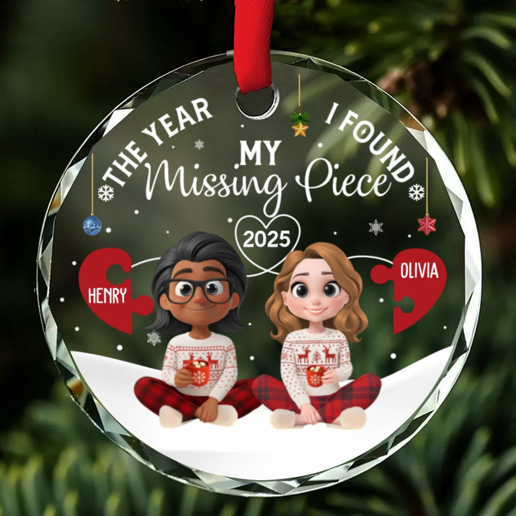 Custom Keepsake Christmas Ornament •  Missing Piece Was Found - Personalized Glass Ornament