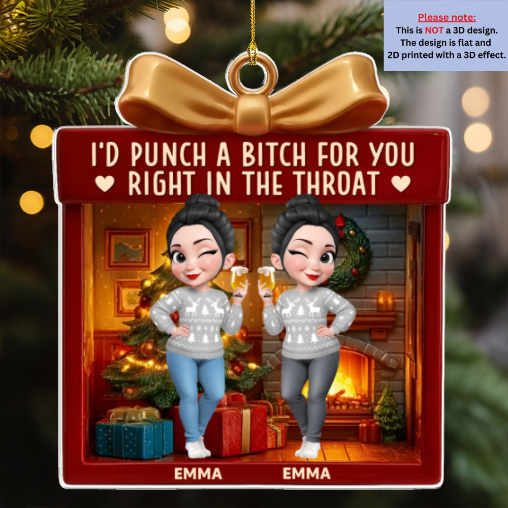Custom Sister Christmas Ornament •  No Gift Better Than This - Personalized 3D Effect Acrylic Ornament