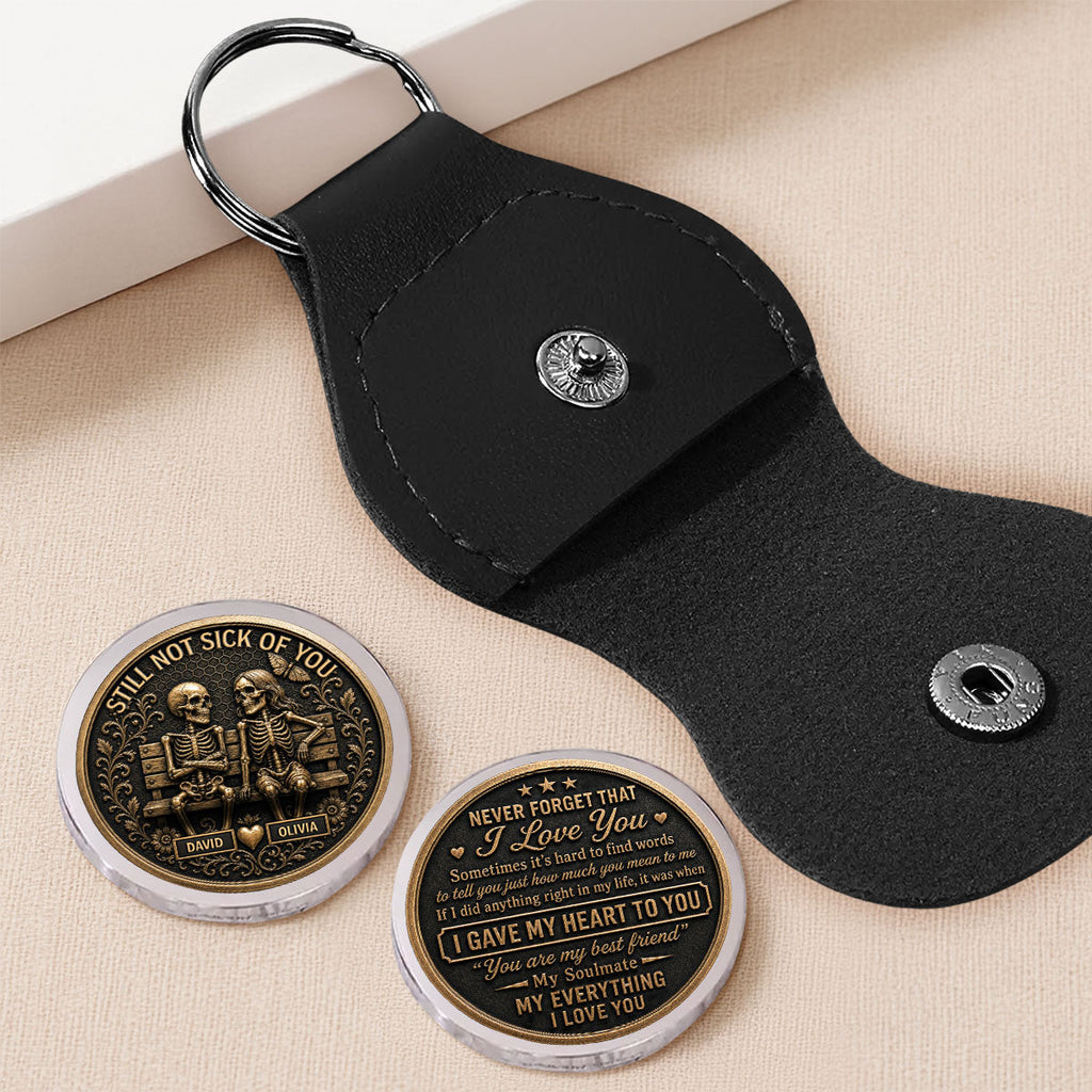 Custom Coin Keychain for Wife, Couple Anniversary Valentine's Day Gifts • Forever Begins With Us - Personalized Pocket Hug
