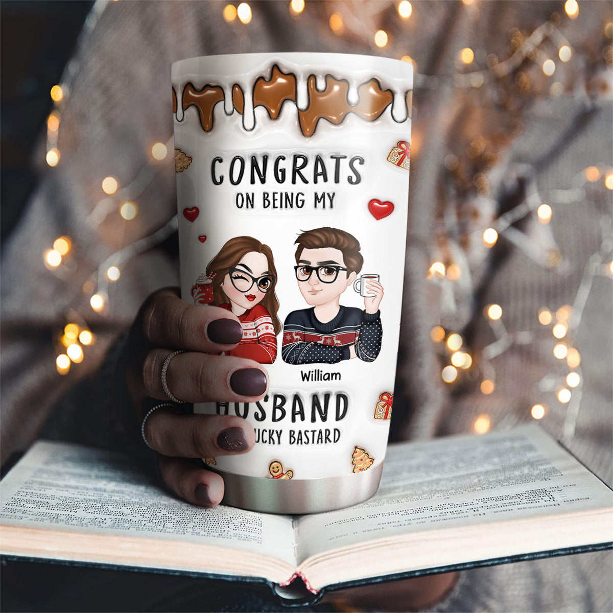 Congrats On Being My Husband Merry Christmas - Personalized 3D Inflated Effect Tumbler