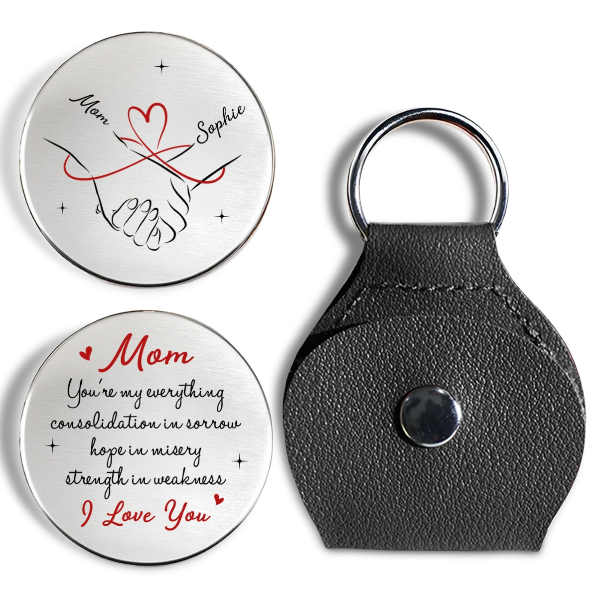 Custom Mom Coin Keychain, Mother's Day Birthday Keepsake • Mom My Everything - Personalized Pocket Hug