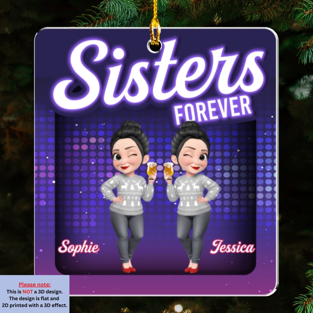 Custom Friendship Christmas Ornament, Best Friend Gift •  Sleigh Rides And Bestie - Personalized Acrylic Ornament