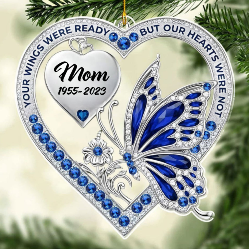 Custom Memorial Christmas Ornament, Sympathy Keepsake •  Your Wings - Personalized Acrylic Ornament