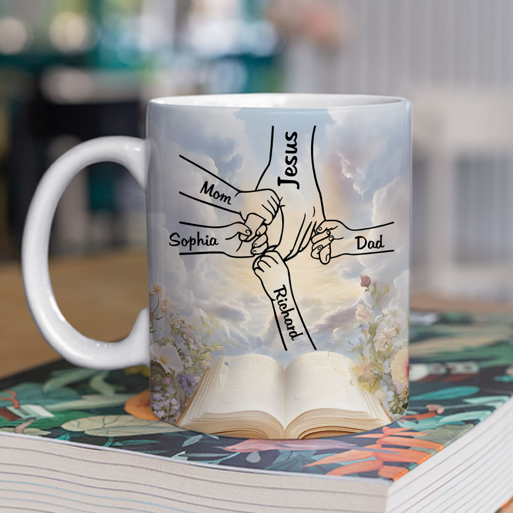 Custom Christmas & Birthday Gift for Mom • God Holds Our Hands - Personalized Coffee Mug