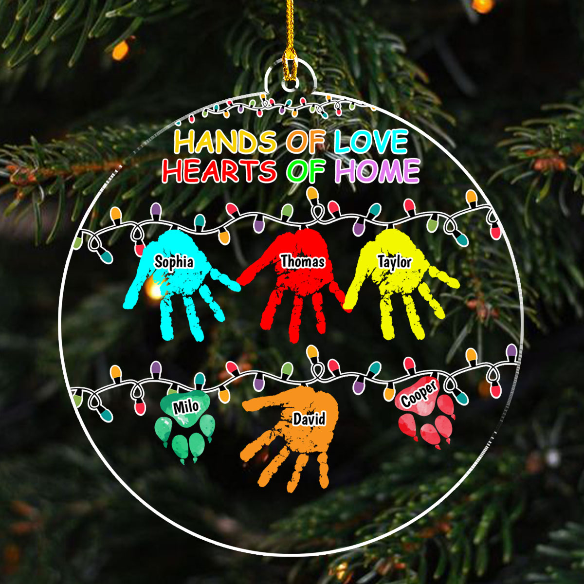 Custom Family Ornament, Christmas Gift for Family Members •  Hands Of Love - Personalized Acrylic Ornament