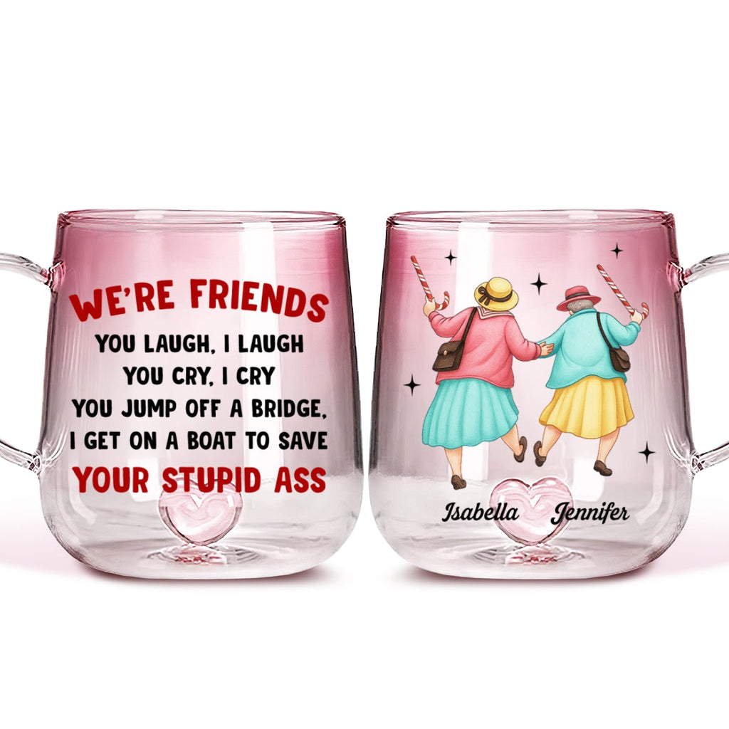 Custom Best Friend, Christmas & Birthday Friendship Keepsake Gift • Friendship Funny - Personalized Pink Gradient Glass Mug