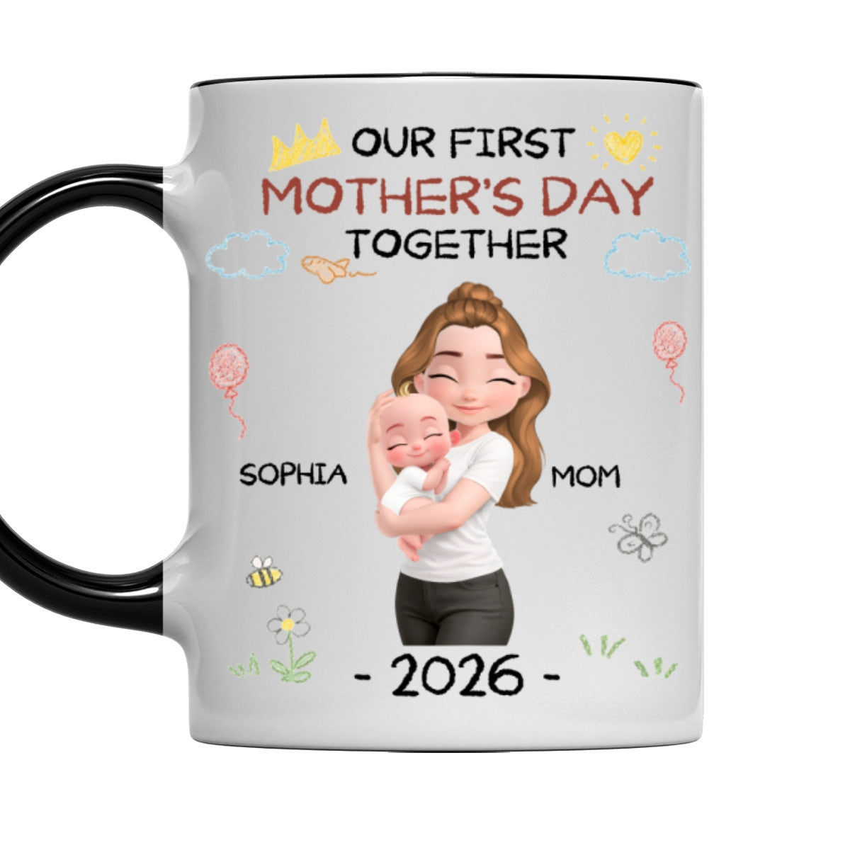 Custom First Mother's Day, Christmas Gift for New Mom • First Mother Day With Love - Personalized Accent Mug
