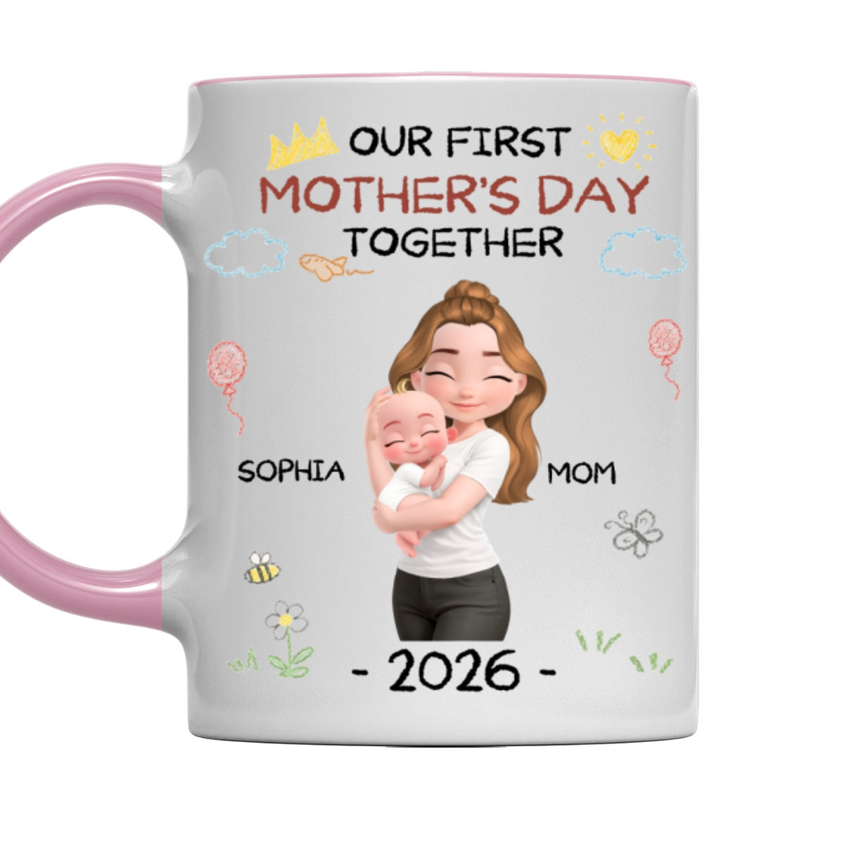 Custom First Mother's Day, Christmas Gift for New Mom • First Mother Day With Love - Personalized Accent Mug