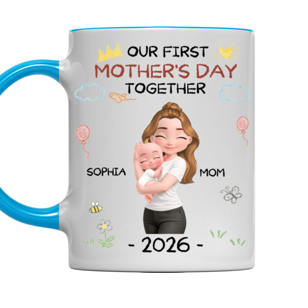 Custom First Mother's Day, Christmas Gift for New Mom • First Mother Day With Love - Personalized Accent Mug