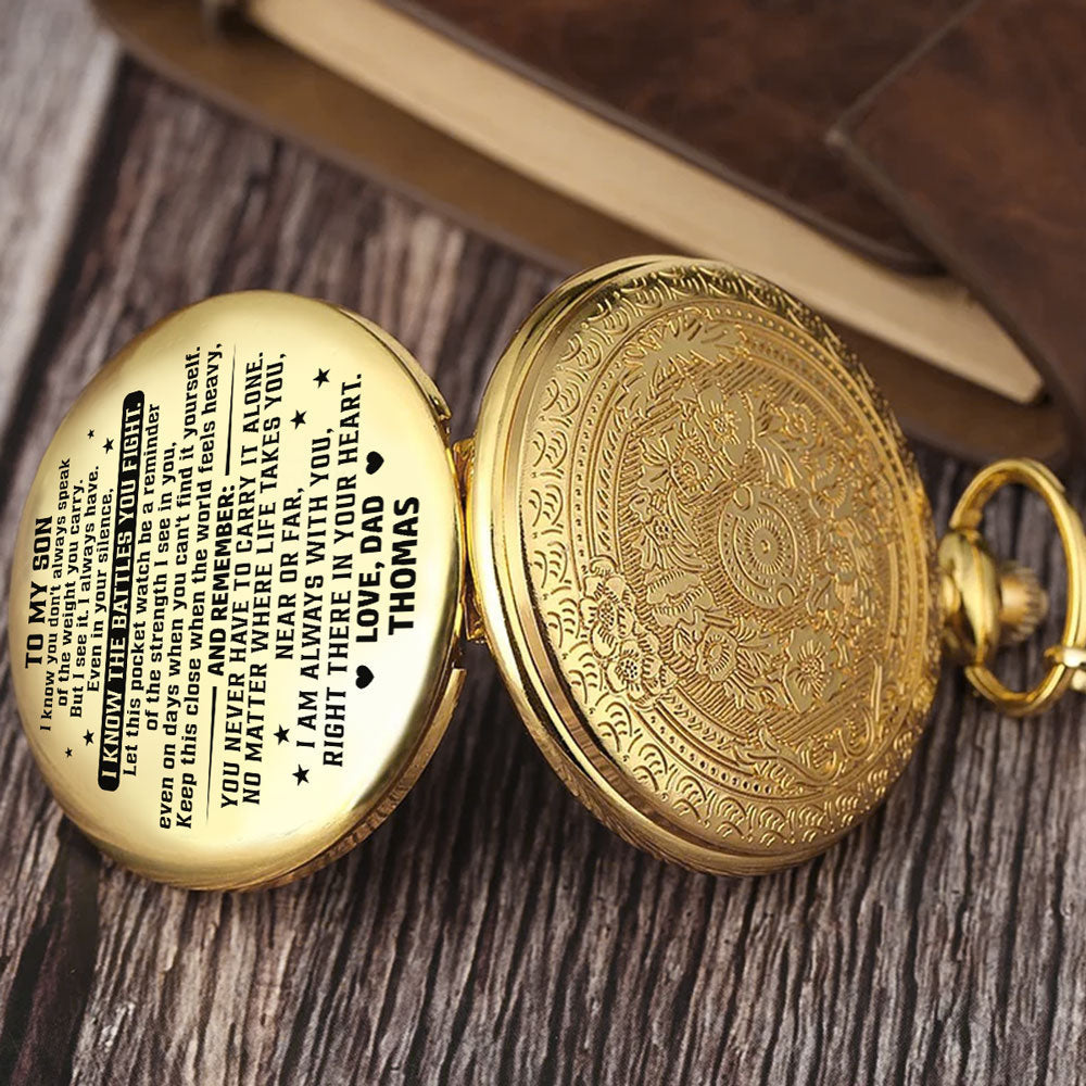 My Son My Strength - Personalized Print Pocket Watch