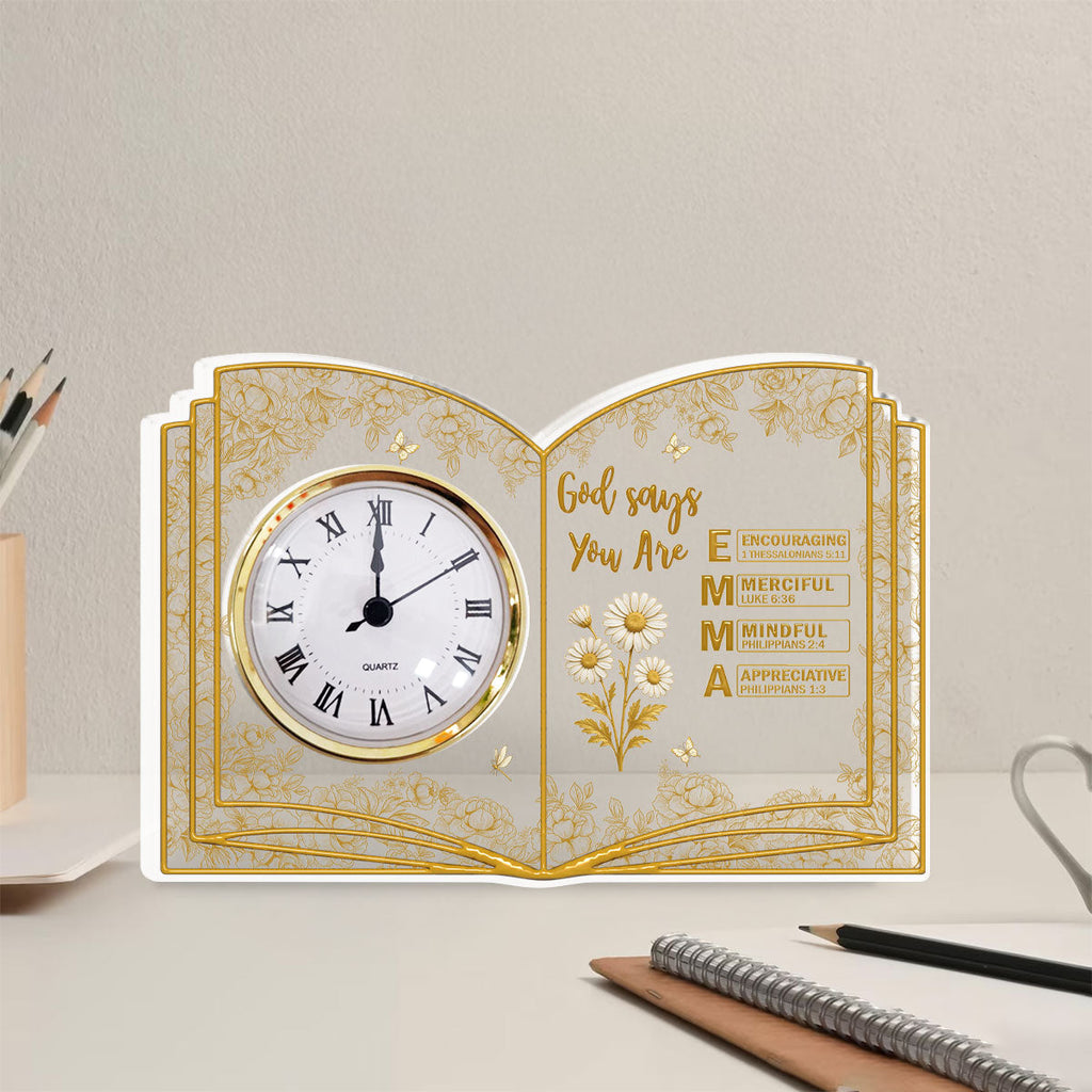Custom Family Decor, Christmas Birthday Family Keepsake • God Says You Are Bible - Personalized Acrylic Desk Clock Plaque