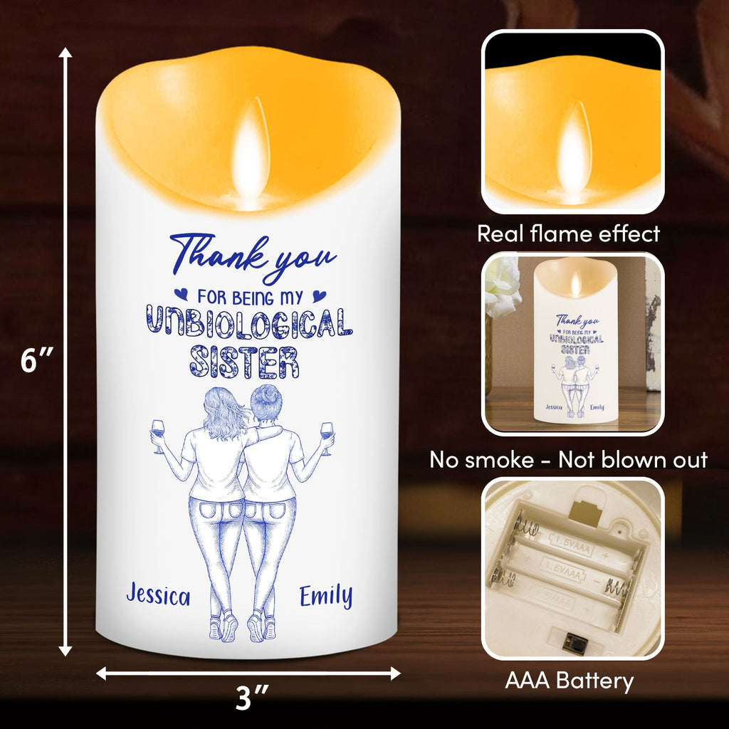Where Friends Become Sisters Blue Toile - Personalized LED Candle