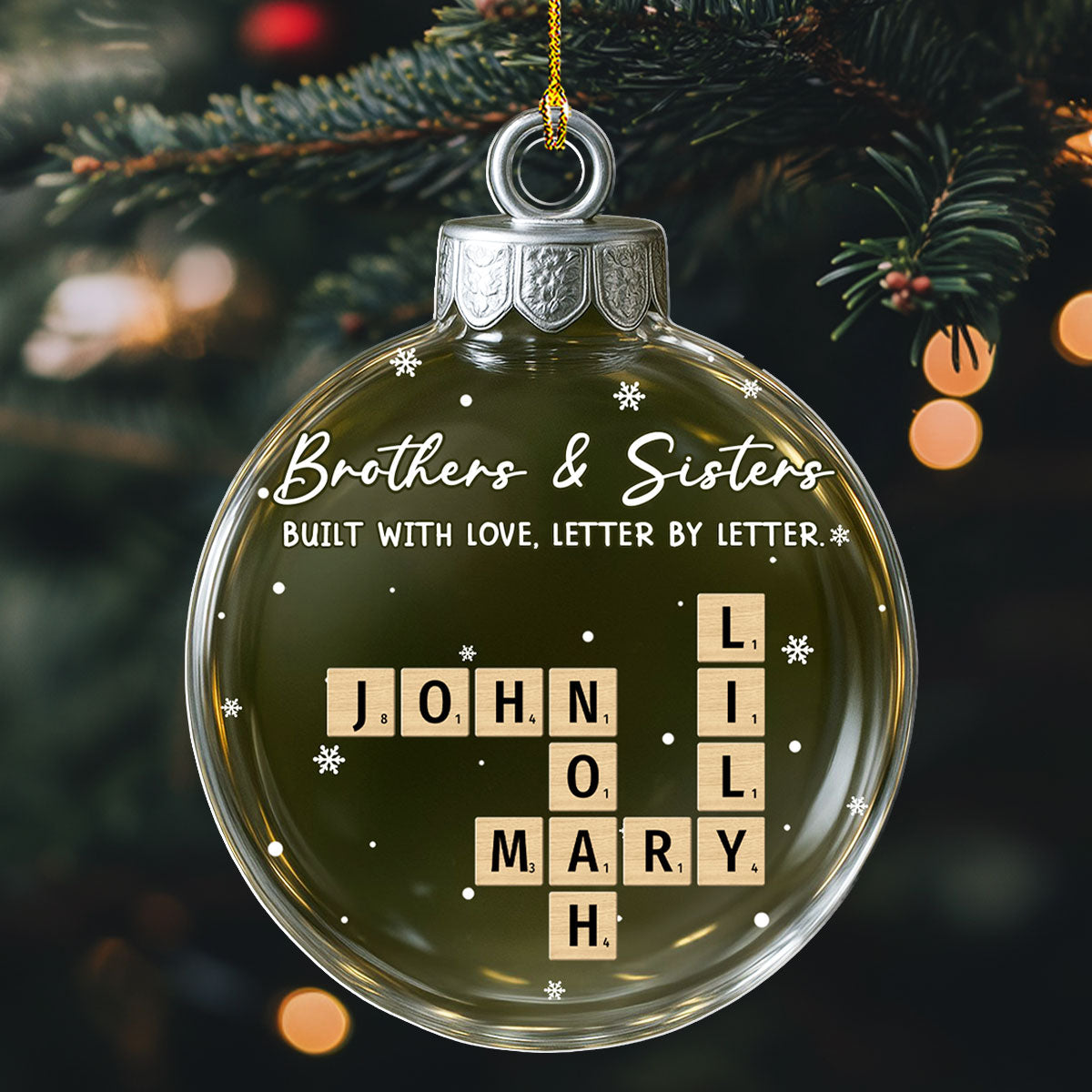 Custom Brothers & Sisters Christmas Ornament •  Love Grows In Every Piece - Personalized Acrylic Ornament