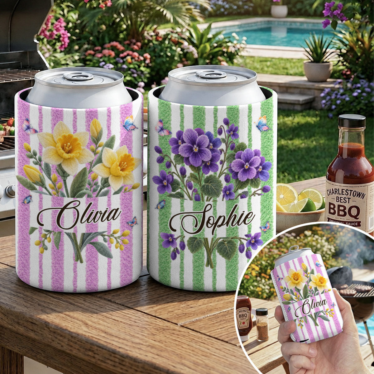 Flower For Her - Personalized Skinny Can Cooler