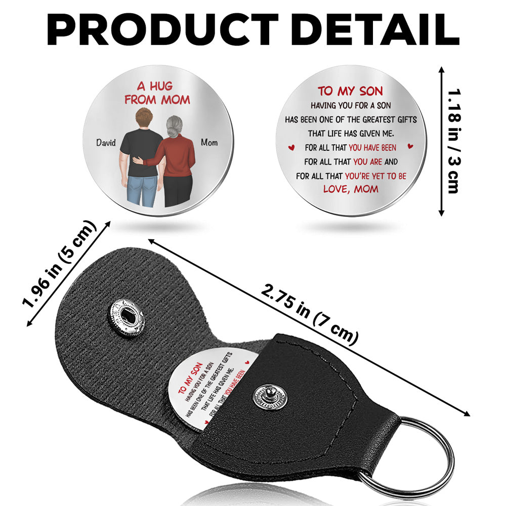 Custom Coin Keychain for Son, Father's Day Birthday Gifts • Having You For A Son Daughter - Personalized Pocket Hug
