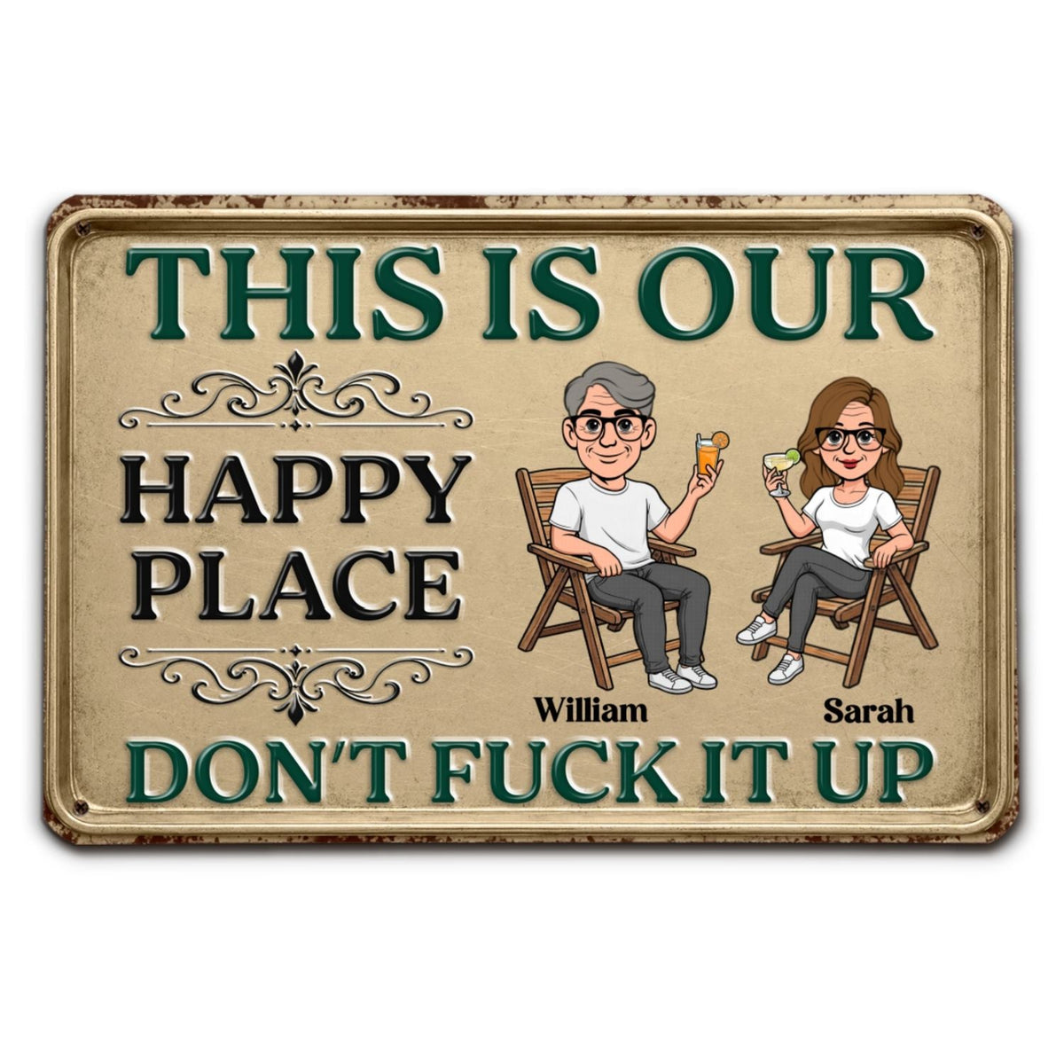 Custom Family Summer Backyard, Patio & Porch Decor • Our Private Place - Personalized Metal Sign