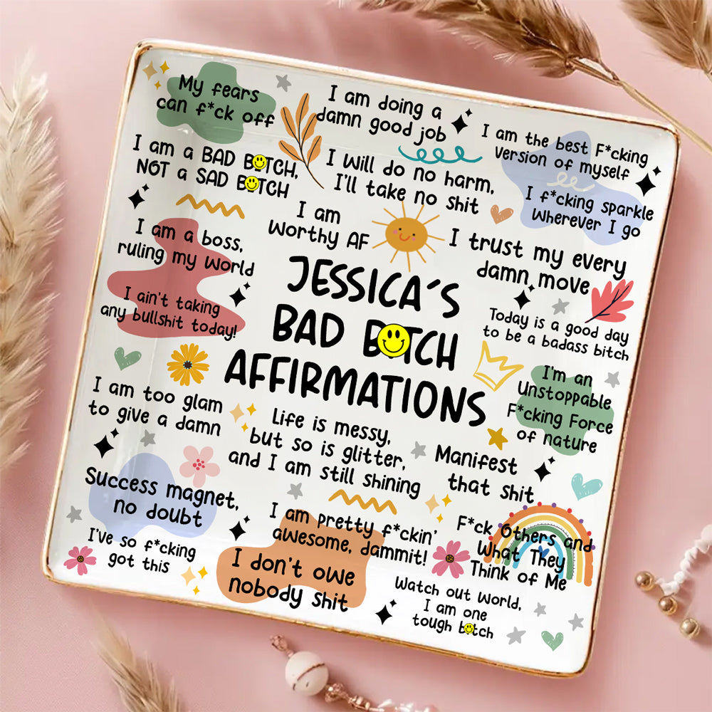 Custom Bestie Trinket Dish, Birthday Christmas Gift For Best Friend • I Choose Me First - Personalized Jewelry Dish