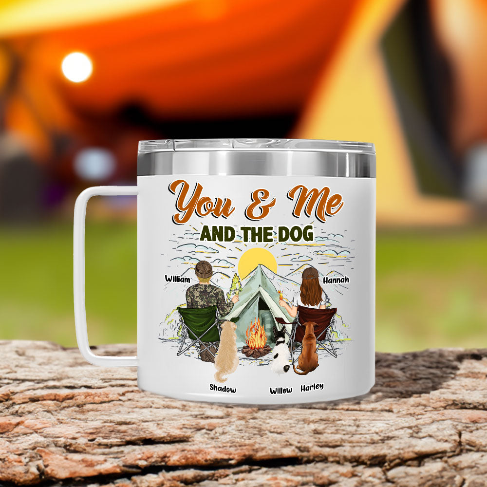 You And Me And Our Lovely Dogs - Personalized 14oz Stainless Steel Tumbler With Handle