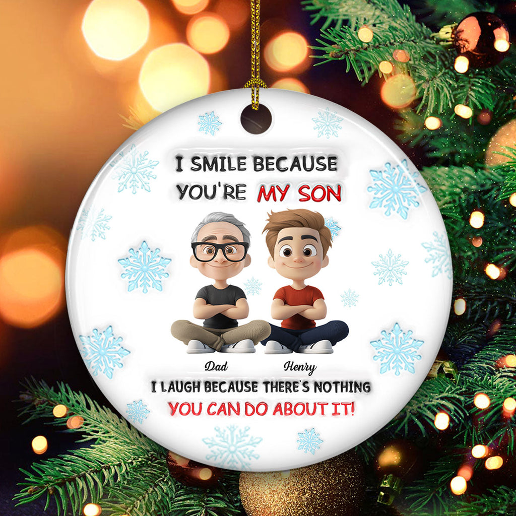 Custom Family Ornament, Christmas Gift for Family Members •  For Son - Personalized 3D Inflated Effect Ceramic Ornament