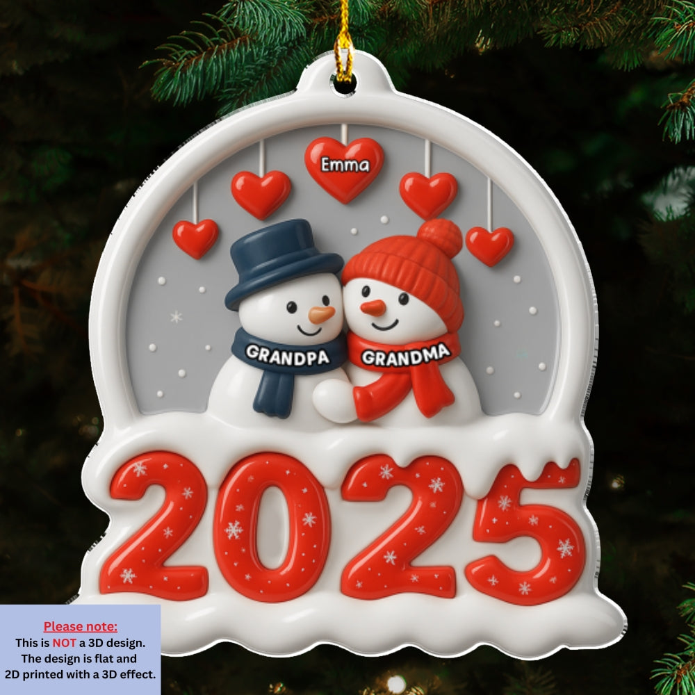 Custom Family Ornament, Christmas Gift for Family Members •  Grandma Grandpa And Grandkids Christmas - Personalized Acrylic Ornament