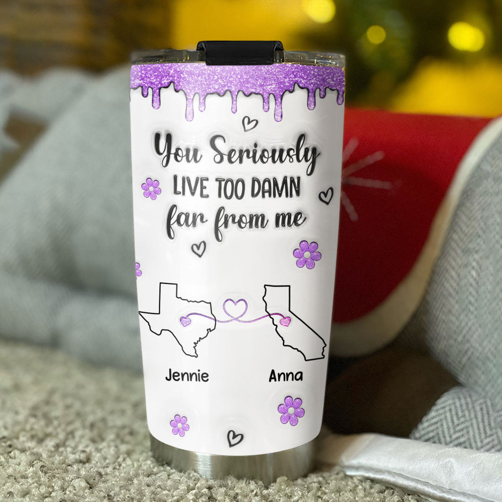 Custom Christmas Birthday Gifts For Best Friend • Wish You Lived Closer - Personalized 3D Inflated Effect Tumbler