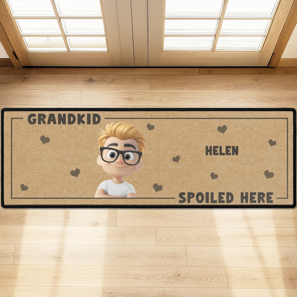 Custom Family Name Rug, Housewarming Birthday Gift For Grandma Grandparents • Life Is Better With Grandkids - Personalized Runner Rug
